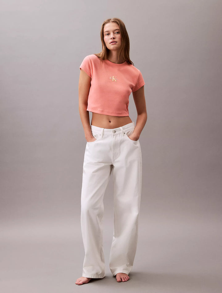 Calvin Klein Monogram Logo Ribbed Baby Tee