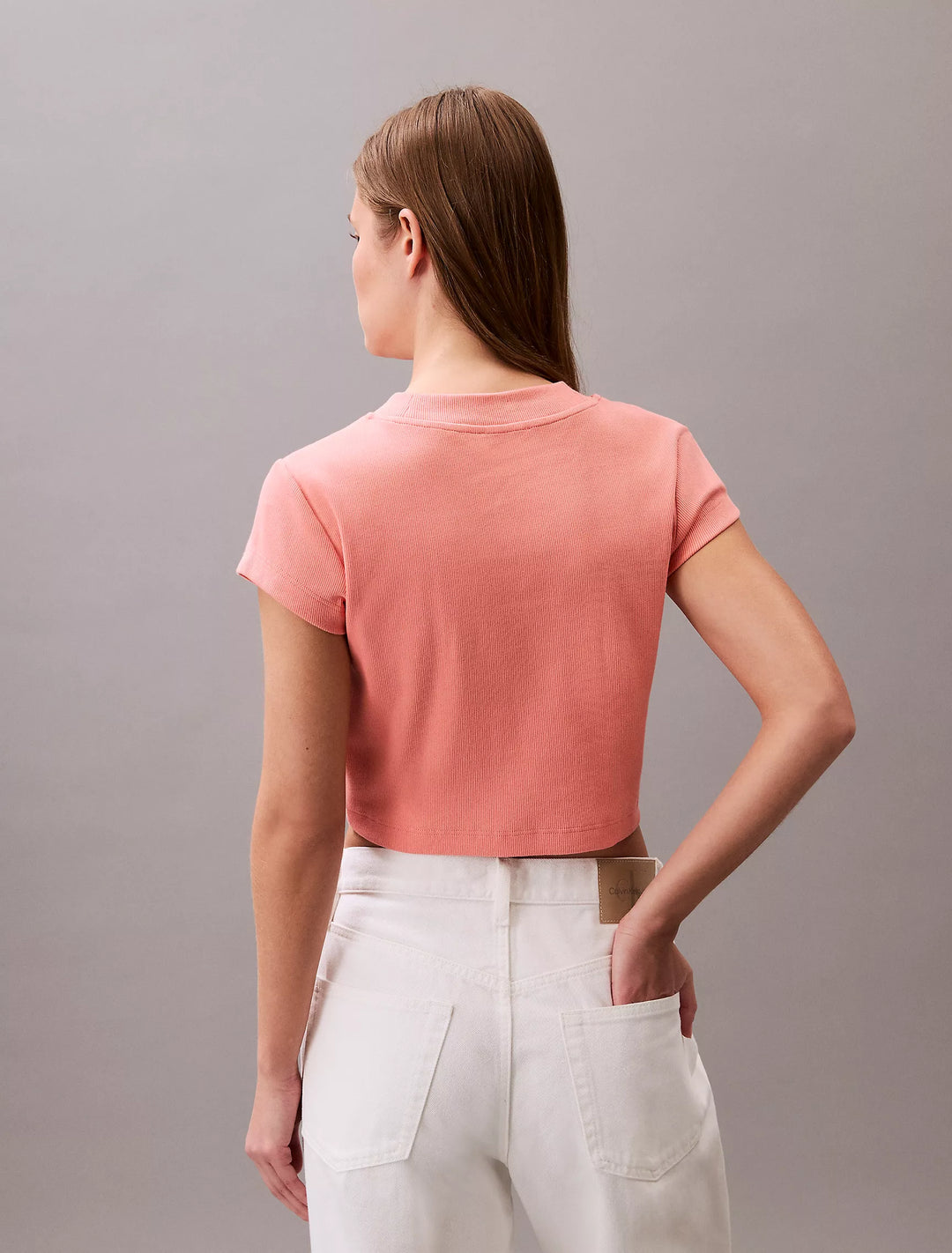 Calvin Klein Monogram Logo Ribbed Baby Tee