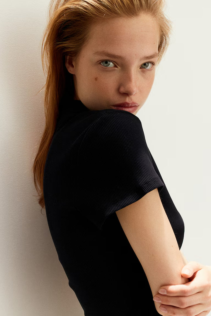 H&M RIBBED POLO SHIRT