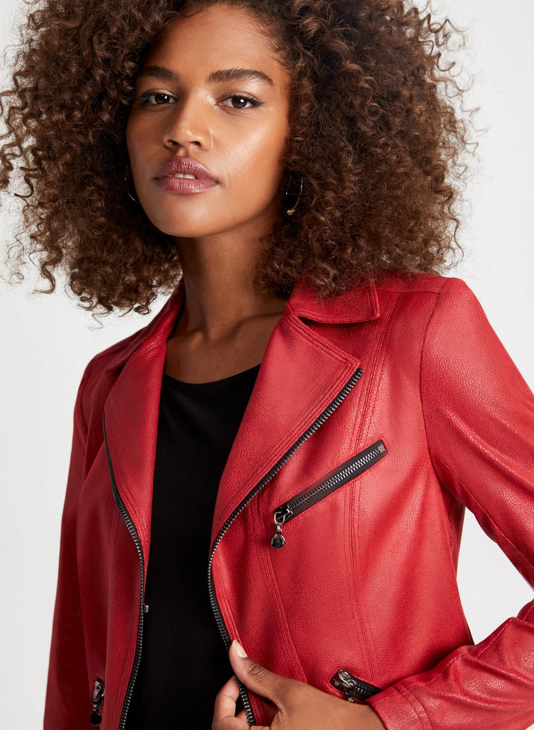 LAURA Zip Detail Faux Suede Jacket