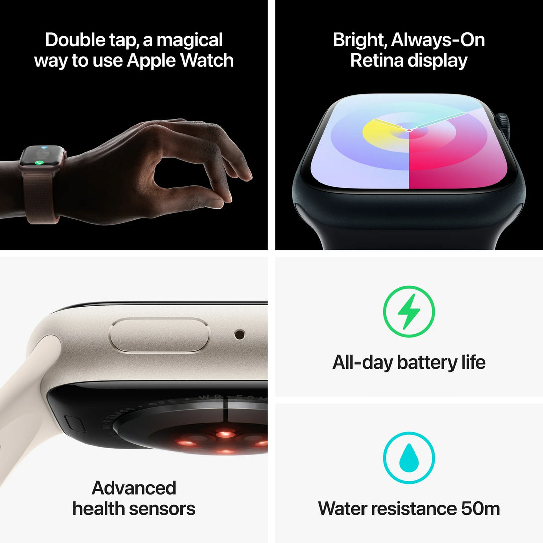 Apple Watch Series 9 [GPS 41mm] Smartwatch with Pink Aluminum Case and Light Pink Sport Band - S/M. Fitness Tracker, ECG Apps, Always-On Retina Display, Water Resistant