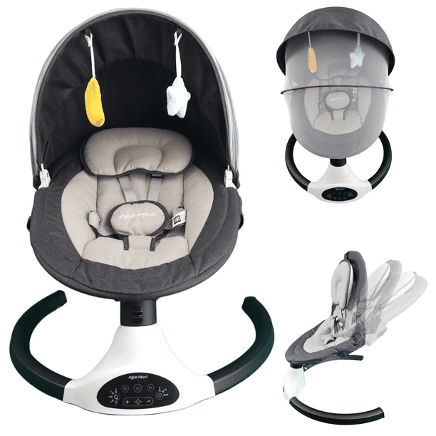 P@B PBell Baby Swing for Infants, Bluetooth Music Speaker 5 Speeds and Remote Control. Five-Point Seat Belt. Baby Swing regulated by Innovation, Science and Economic Development Canada (ISDE).