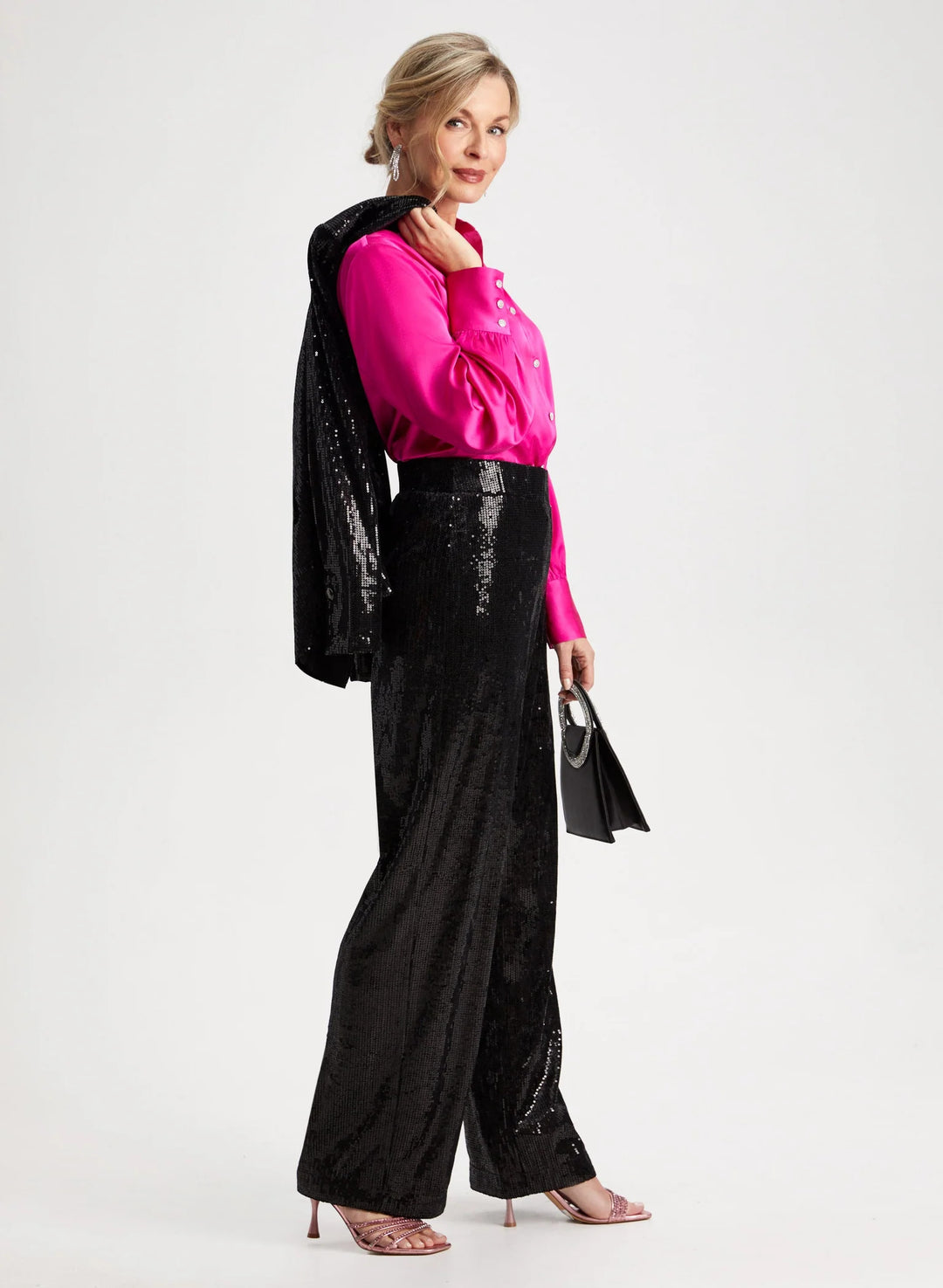 LAURA Sequin Detail Wide Leg Pants