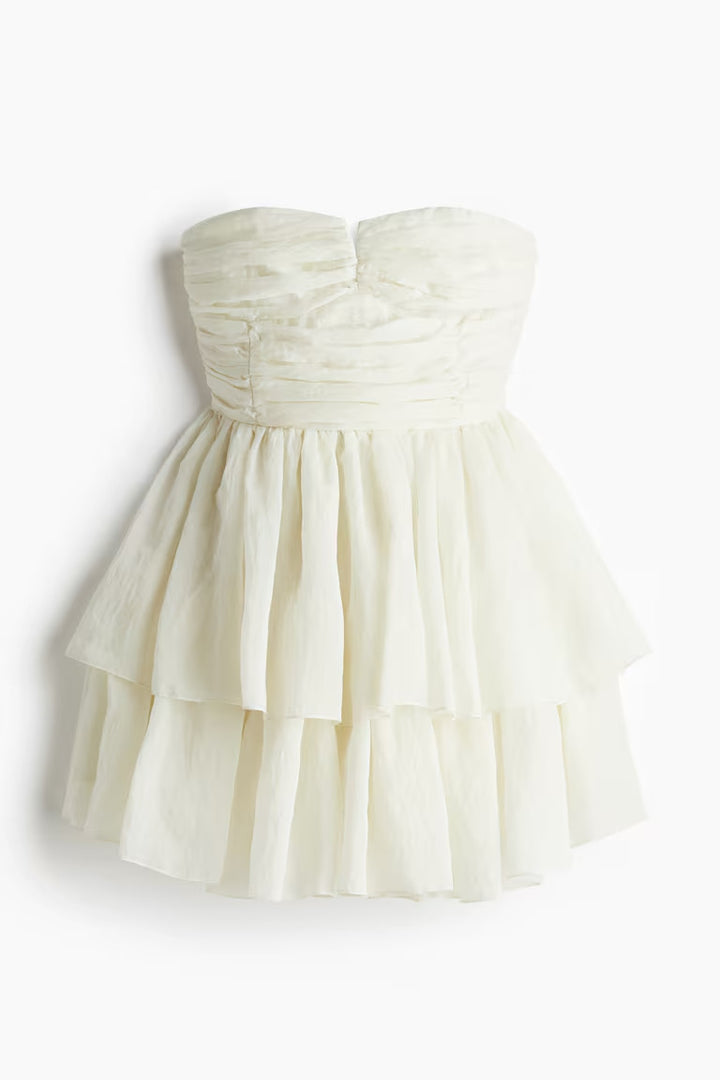 H&M  Bandeau Dress with Flared Skirt