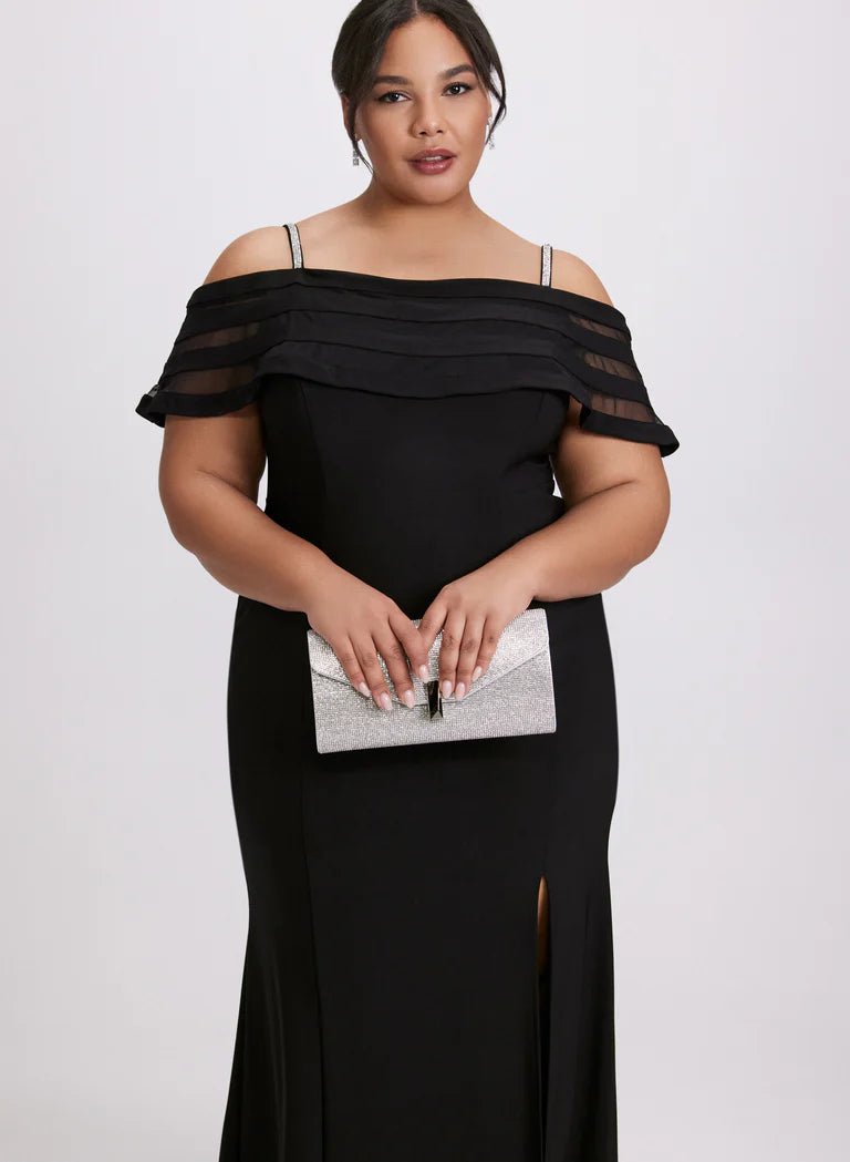 LAURA Off-Shoulder Sheer Panel Dress