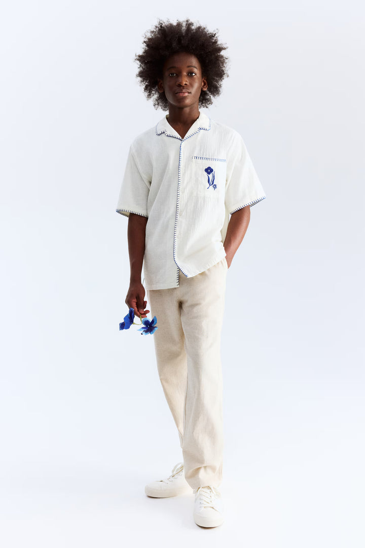 H&M Cotton Resort Shirt with Motif