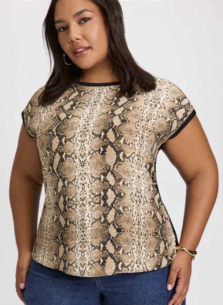 LAURA Snake Print Cap Sleeve Top
