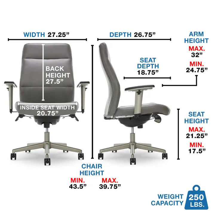 Lazboy Baylor Executive Office Chair, Grey
