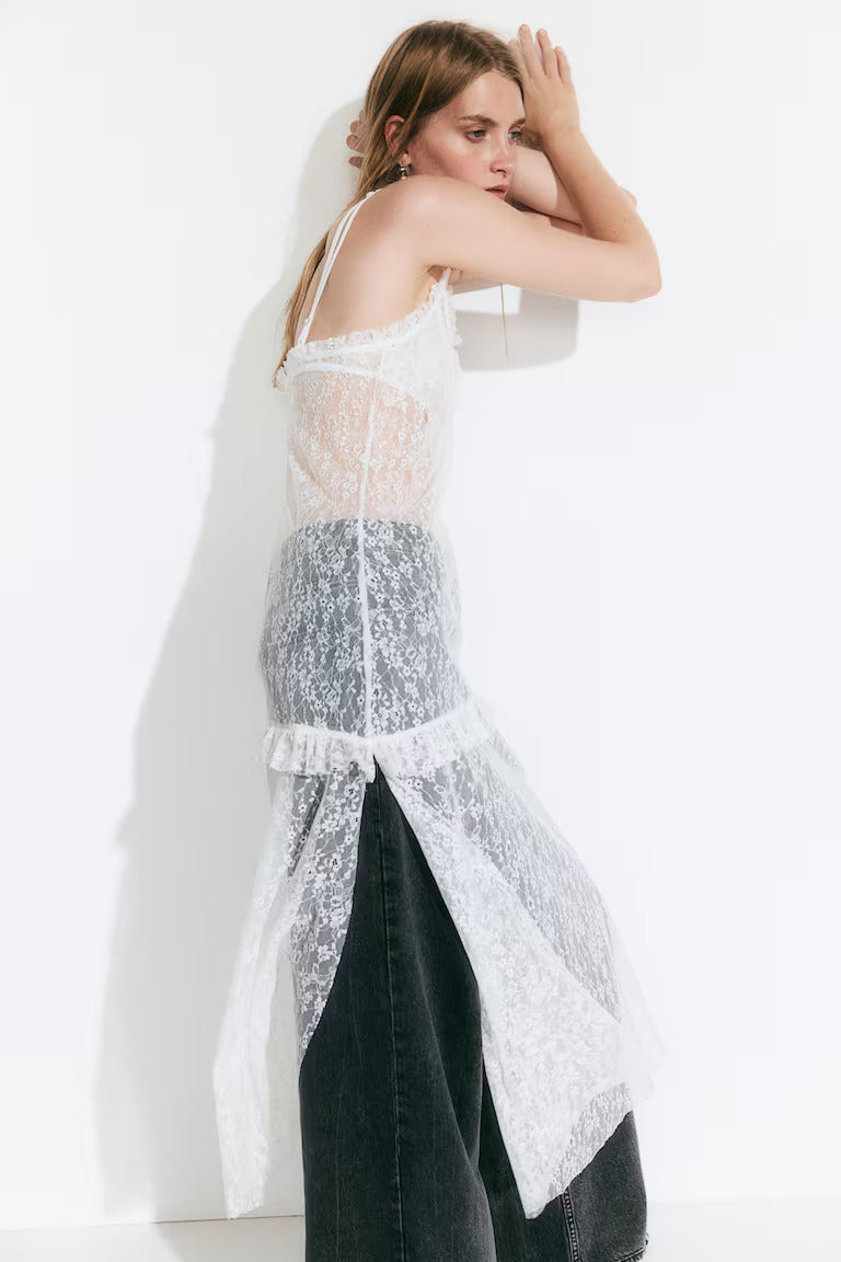 H&M Ruffle-trimmed Lace Dress