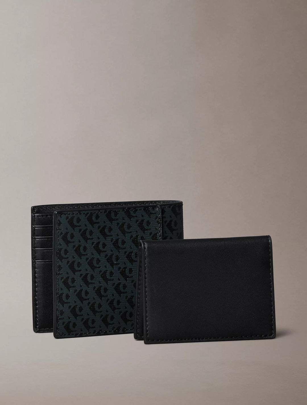 Calvin Klein Allover Monogram Logo Matte Bifold Wallet + Card Case