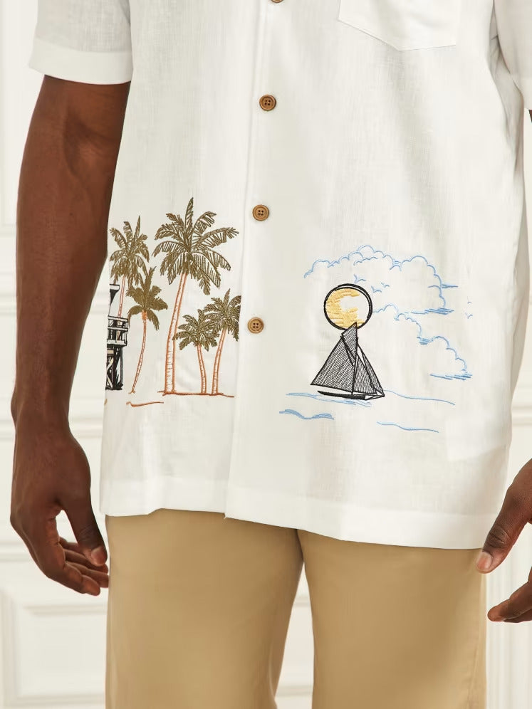 Guess Eco Billy Embroidered Bowling Shirt