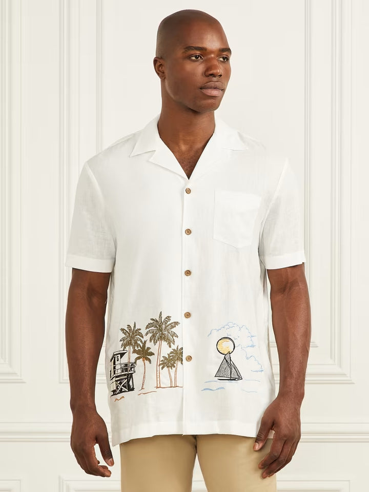 Guess Eco Billy Embroidered Bowling Shirt