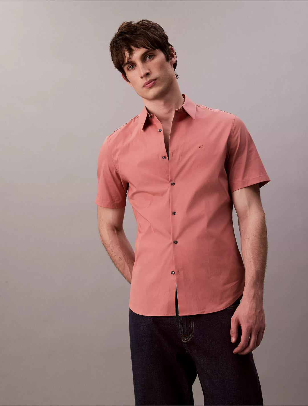 Calvin Klein Cotton Stretch Slim Button-Down Shirt