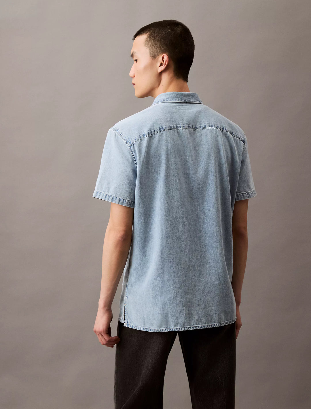 Calvin Klein Denim Short Sleeve Classic Button-Down Shirt