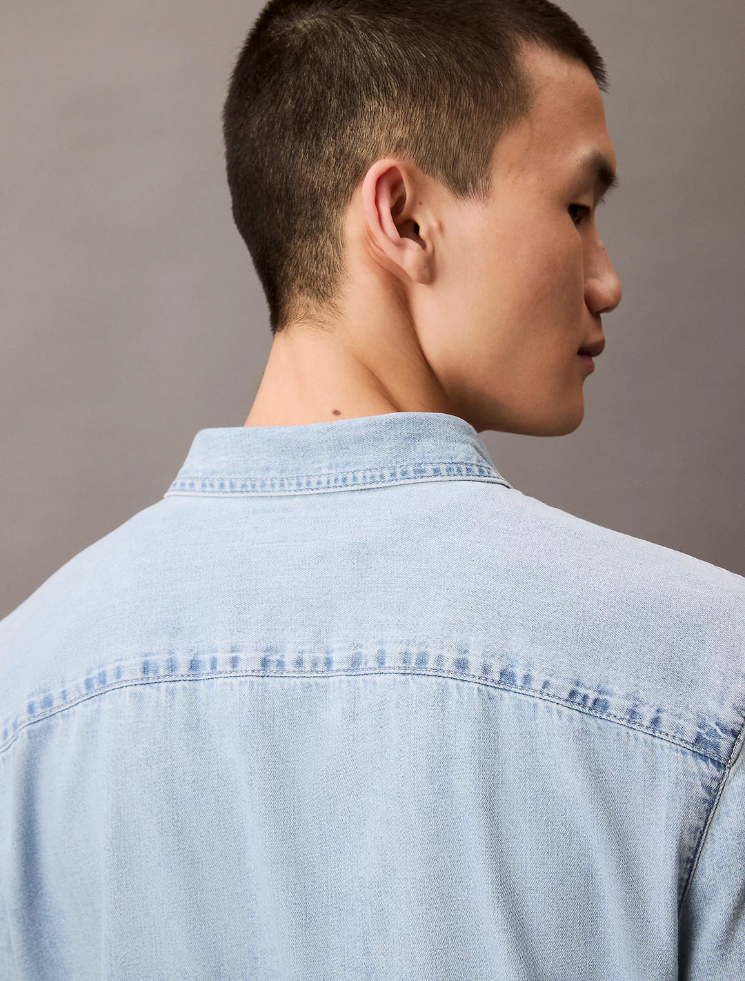 Calvin Klein Denim Short Sleeve Classic Button-Down Shirt