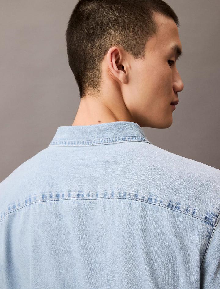 Calvin Klein Denim Short Sleeve Classic Button-Down Shirt