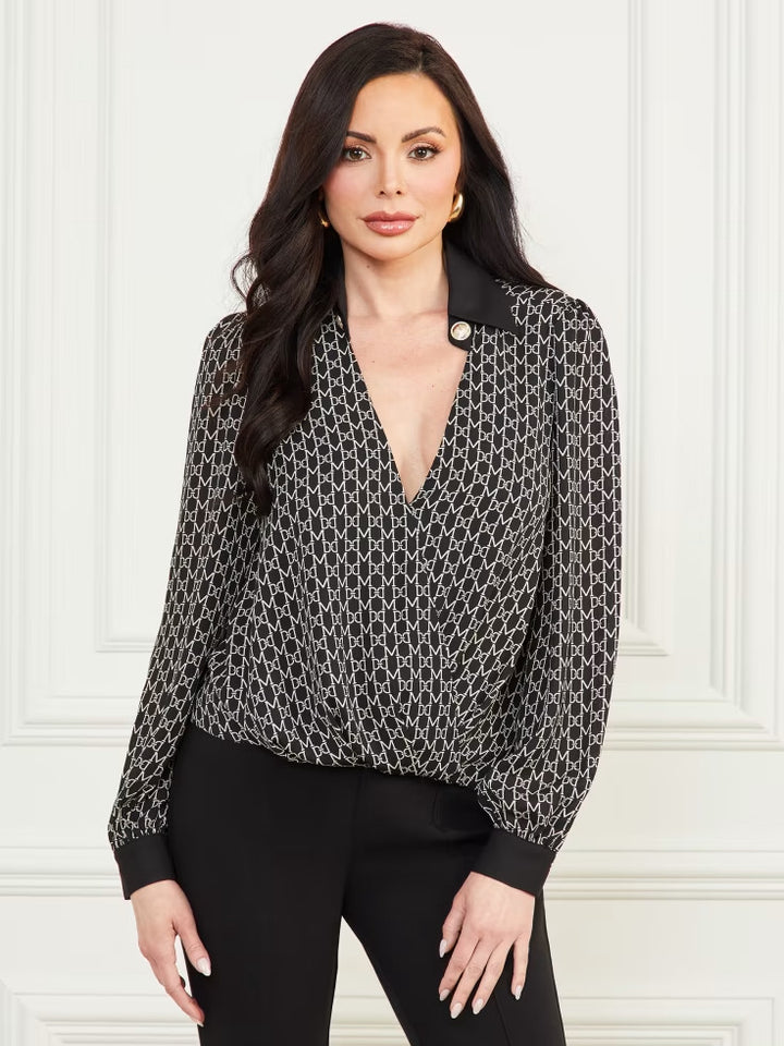 Guess Freda Printed Chain Scarf Blouse