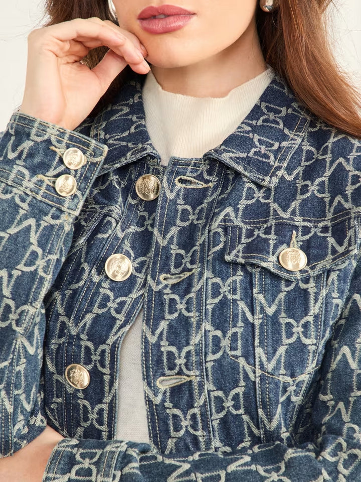Guess Bea Monogram Denim Trucker Jacket