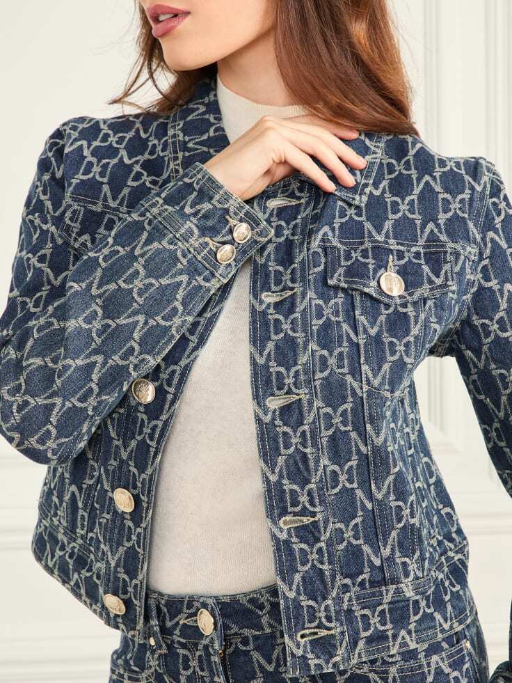 Guess Bea Monogram Denim Trucker Jacket