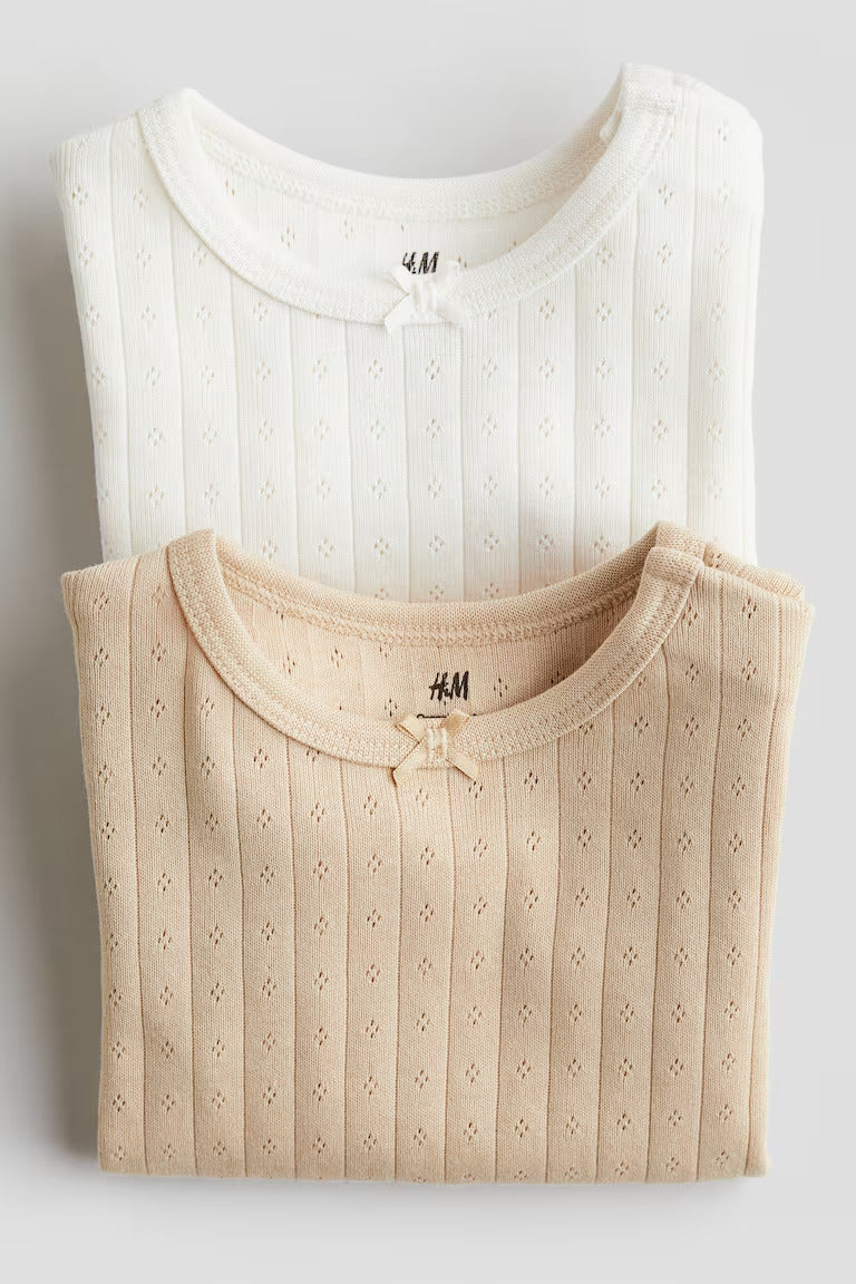 H&M 2-PACK POINTELLE BODYSUITS