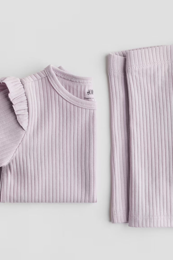 H&M 2-PIECE RIBBED COTTON SET
