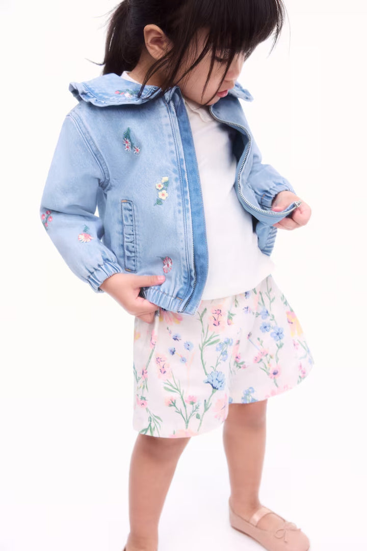 H&M EMBROIDERED-DETAIL DENIM JACKET