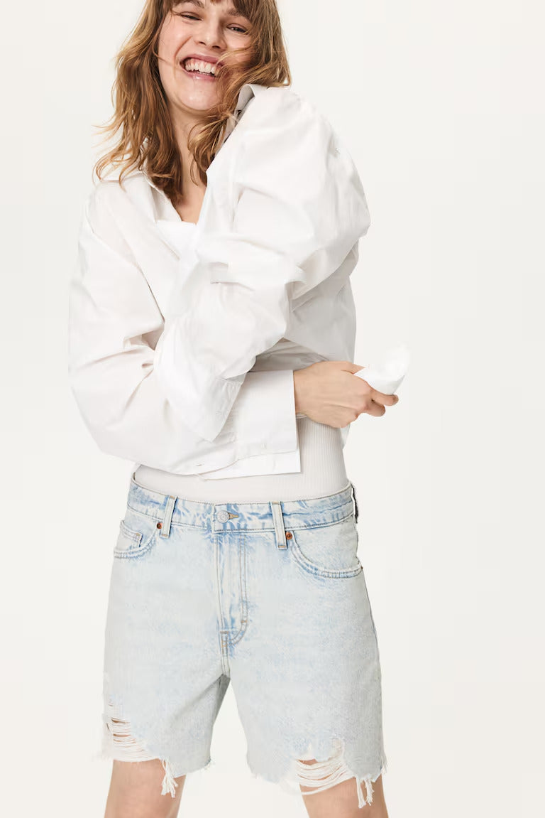 H&M HIGH BERMUDA DENIM SHORTS