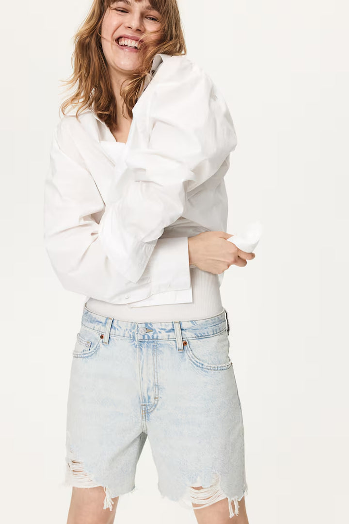 H&M HIGH BERMUDA DENIM SHORTS