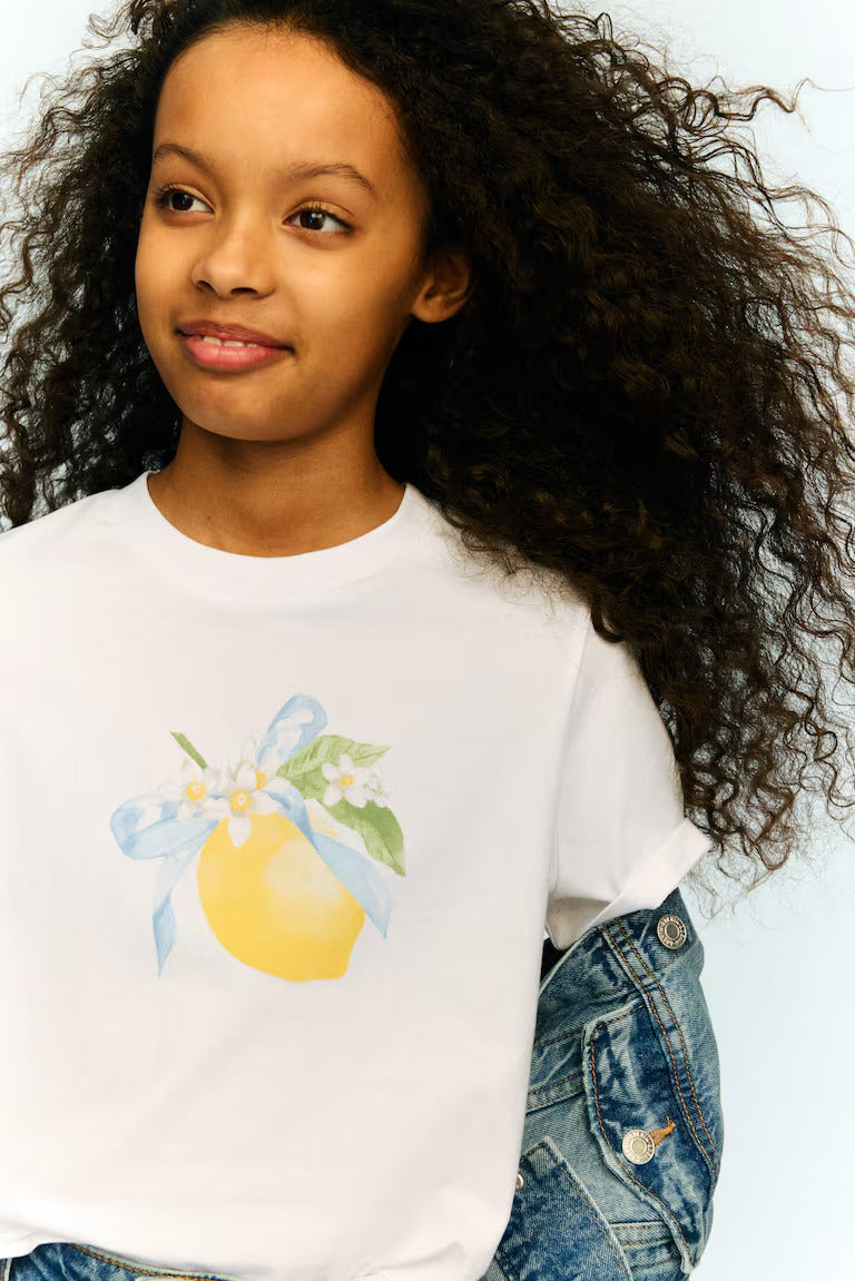 H&M T-SHIRT WITH PRINTED MOTIF