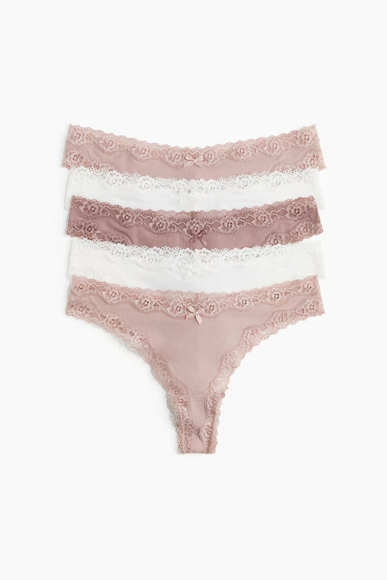 H&M 5-PACK MICROFIBER AND LACE BRAZILIAN BRIEFS