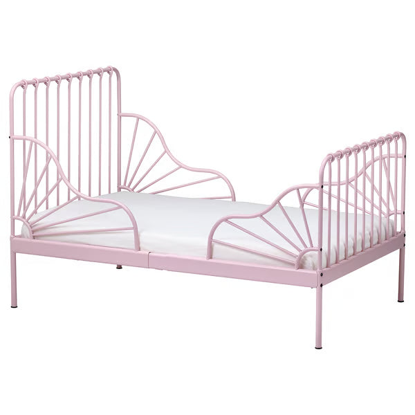 IKEA MINNEN Ext bed frame with slatted bed base, white, 38 1/4x74 3/4 "