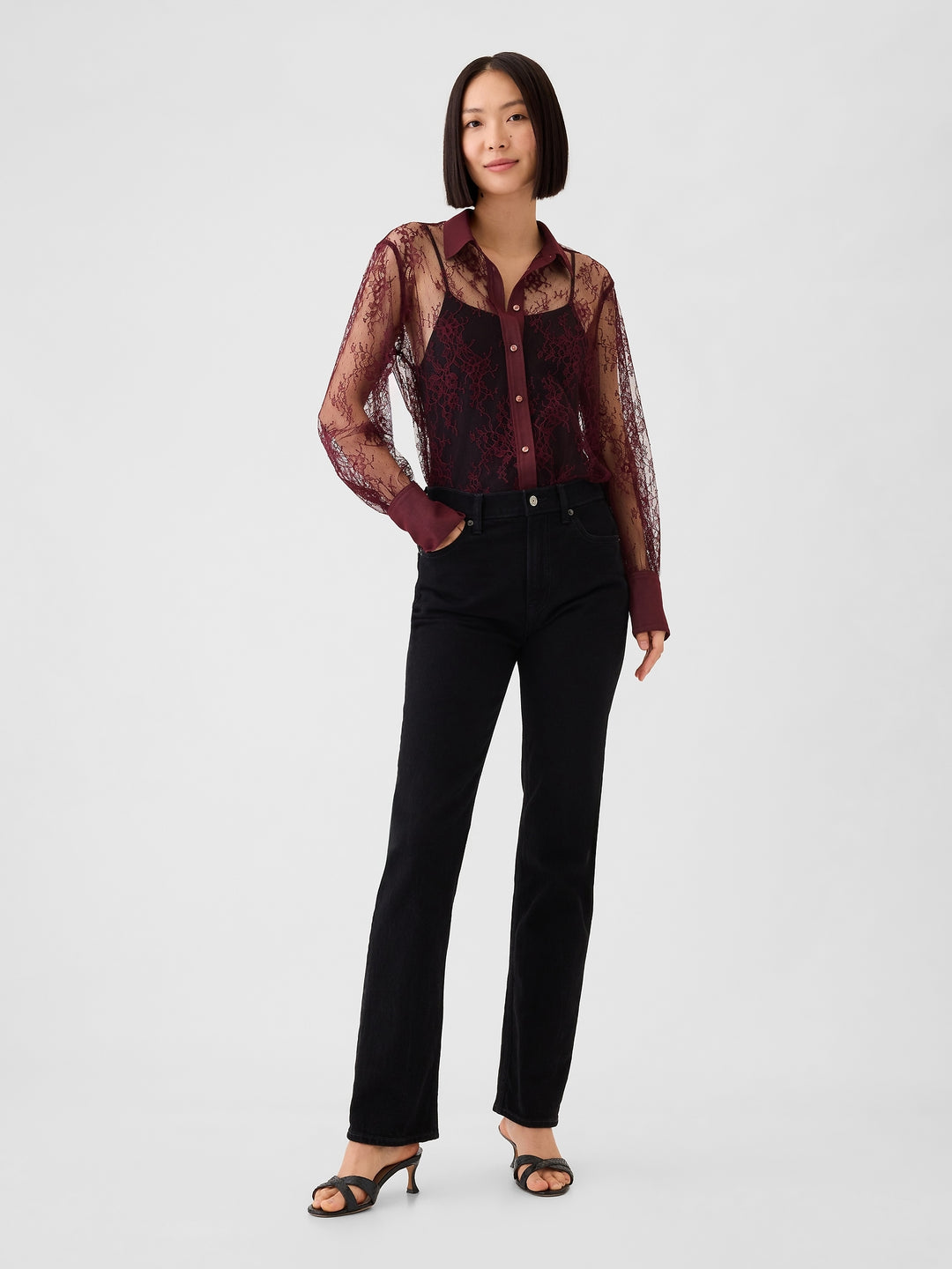 Gap Sheer Lace Classic Shirt