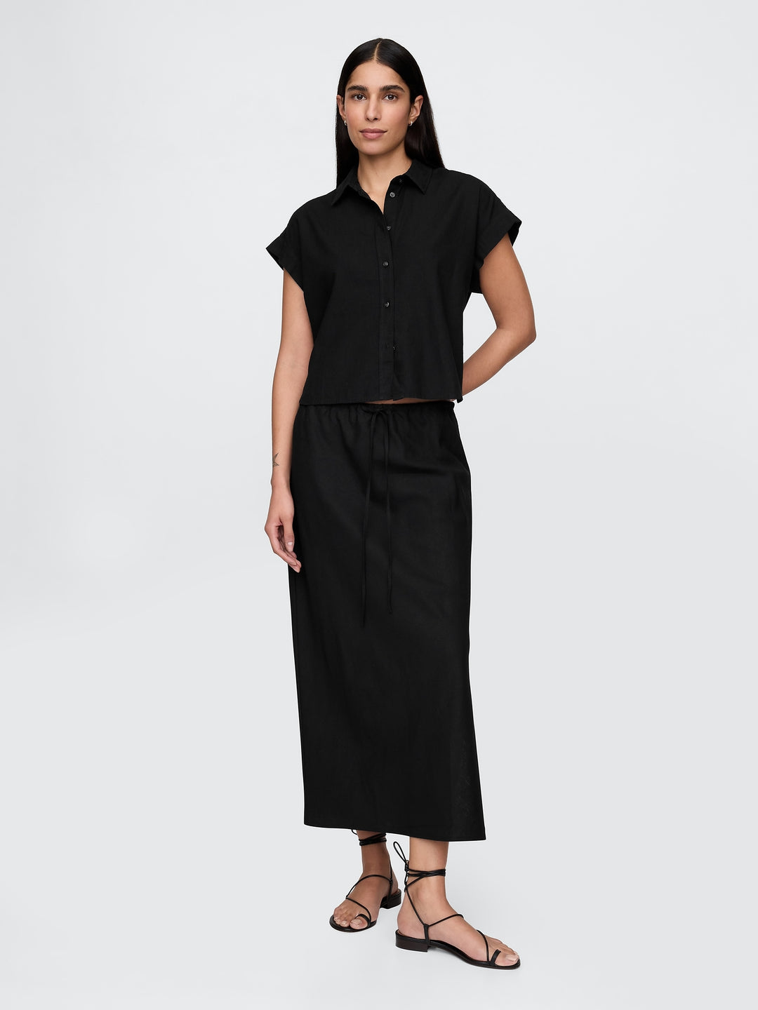Gap Linen-Blend Cropped Shirt