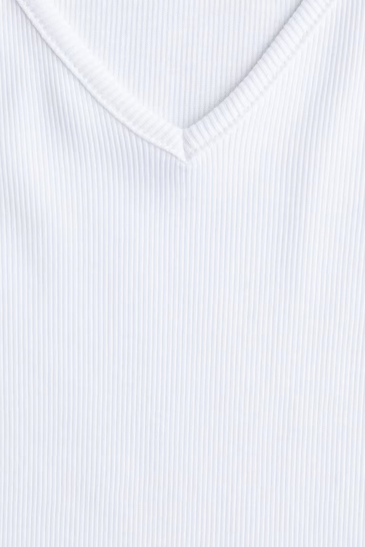 H&M RIBBED COTTON JERSEY TOP