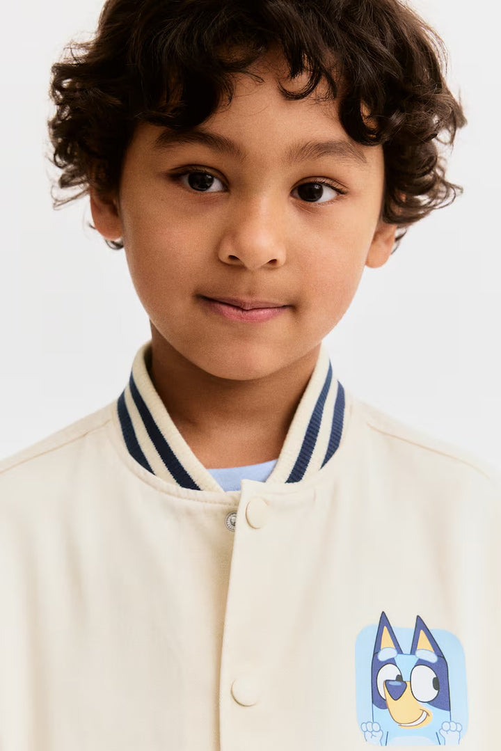 H&M TWILL BASEBALL JACKET WITH PRINTED MOTIF
