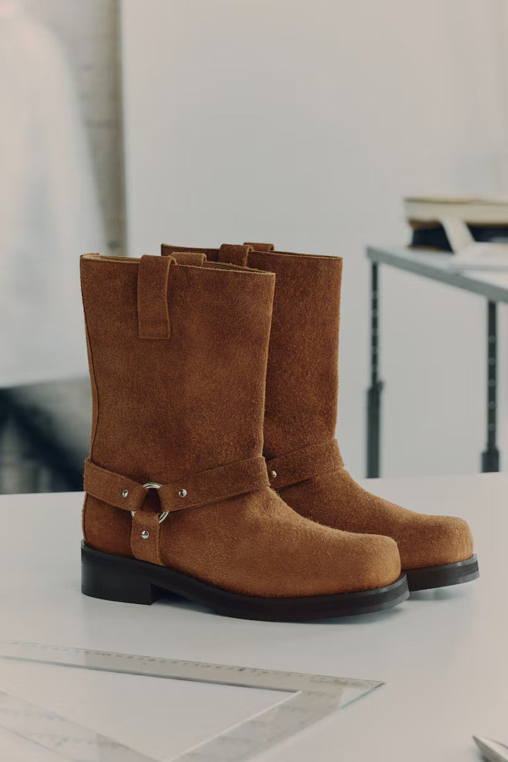 H&M SUEDE BIKER BOOTS