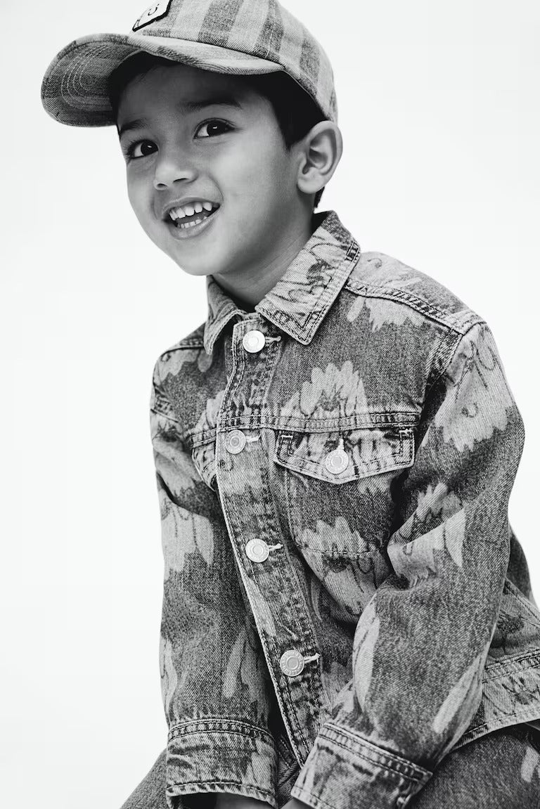 H&M PRINTED DENIM JACKET