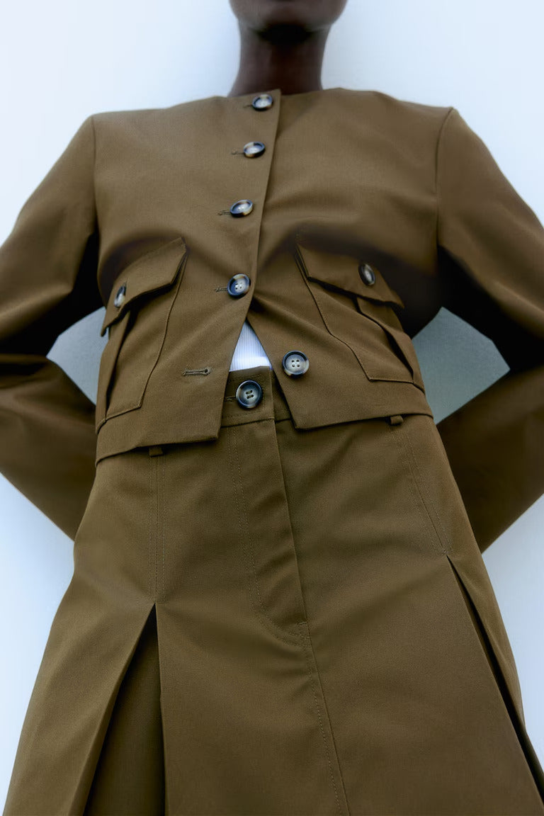 H&M PLEATED TWILL SKIRT