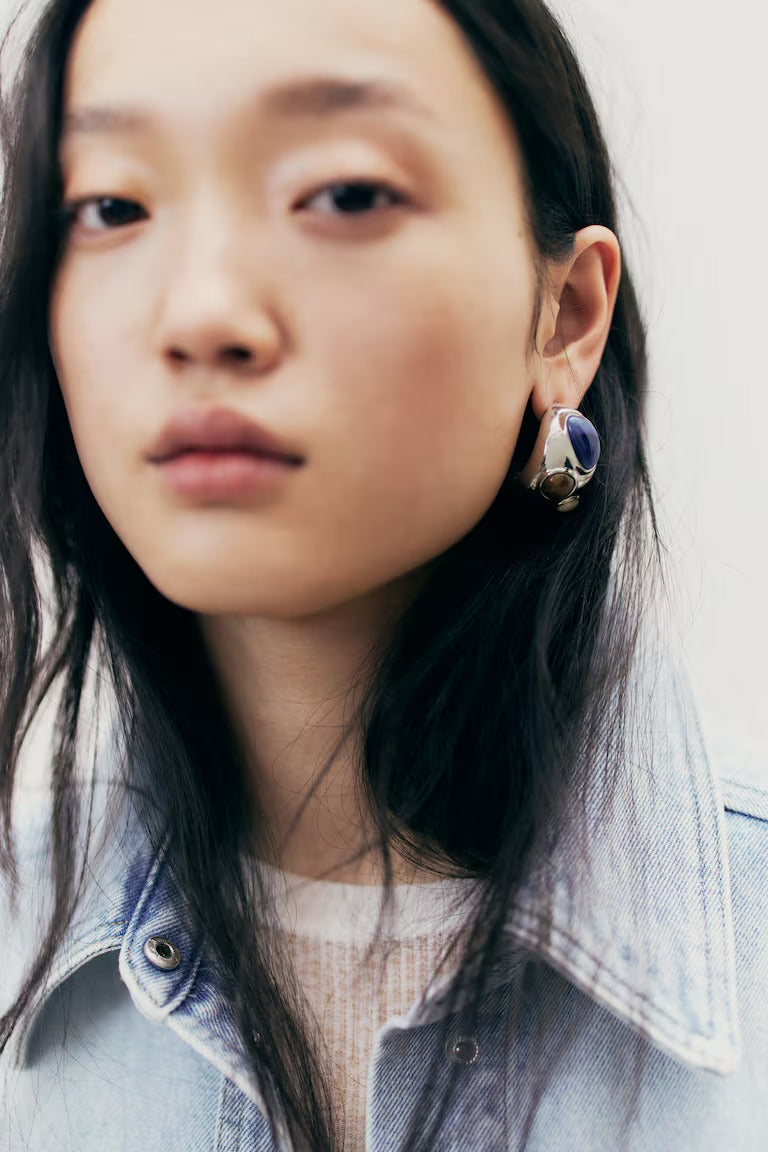 H&M BEAD-DETAIL DOME EARRINGS