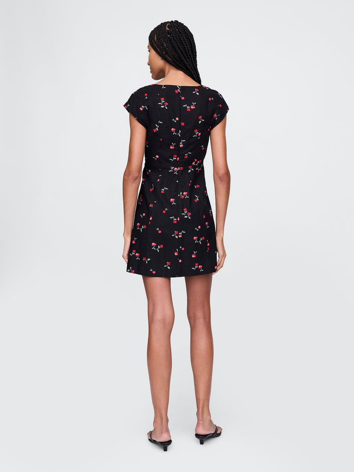 Gap Linen-Blend Cap-Sleeve Mini Dress