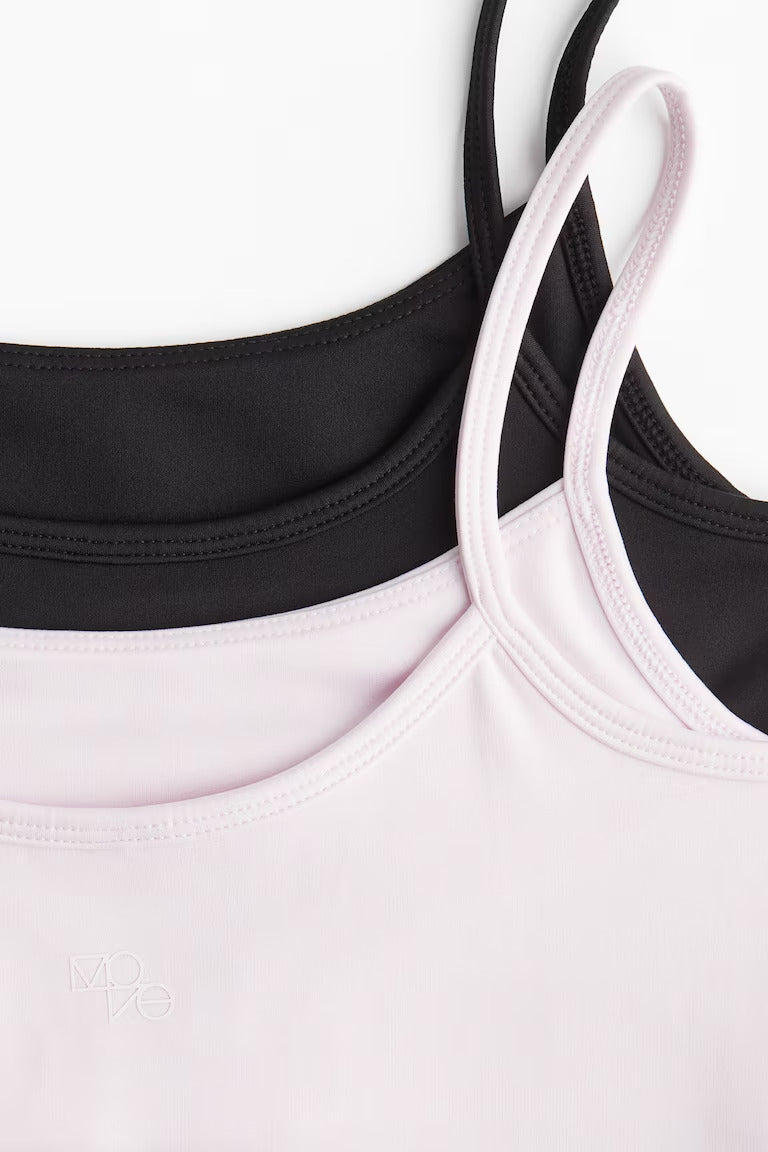 H&M 2-PACK INTEGRAL-TOP SPORTS TOPS WITH DRYMOVE™