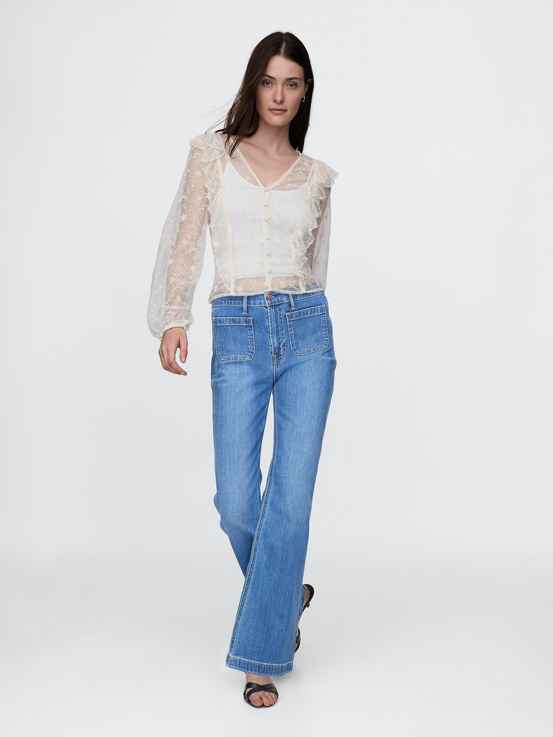 Gap Recycled Lace Ruffle Top