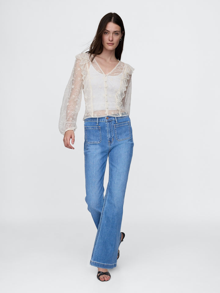 Gap Recycled Lace Ruffle Top