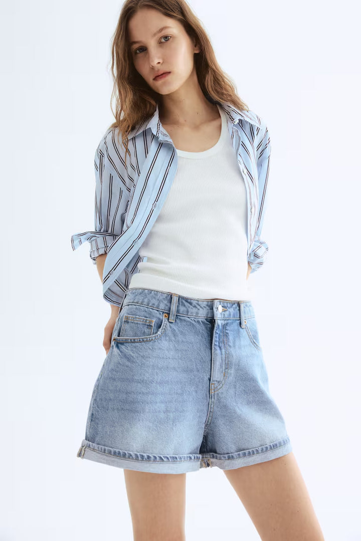 H&M HIGH WAIST DENIM SHORTS