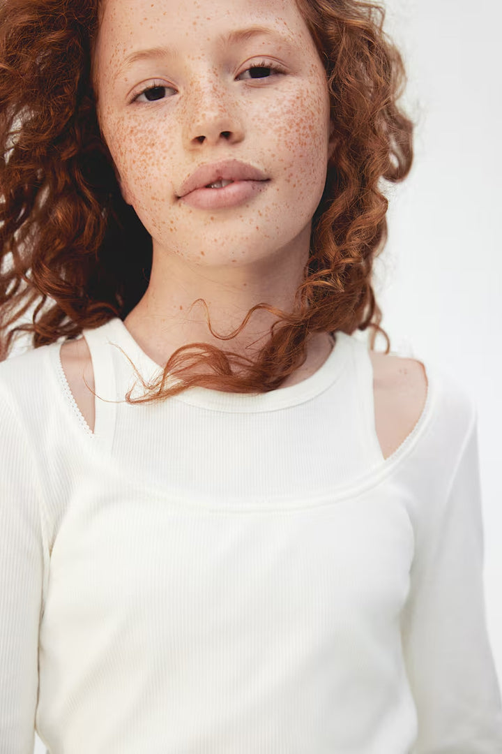 H&M PICOT-TRIMMED RIBBED TOP