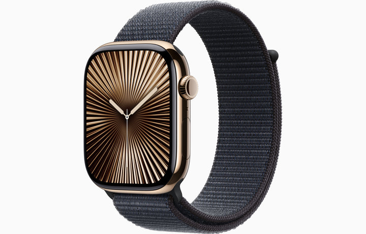 Apple Watch Series 10 GPS + Cellular, 46mm Natural Titanium Case with Ink Sport Loop