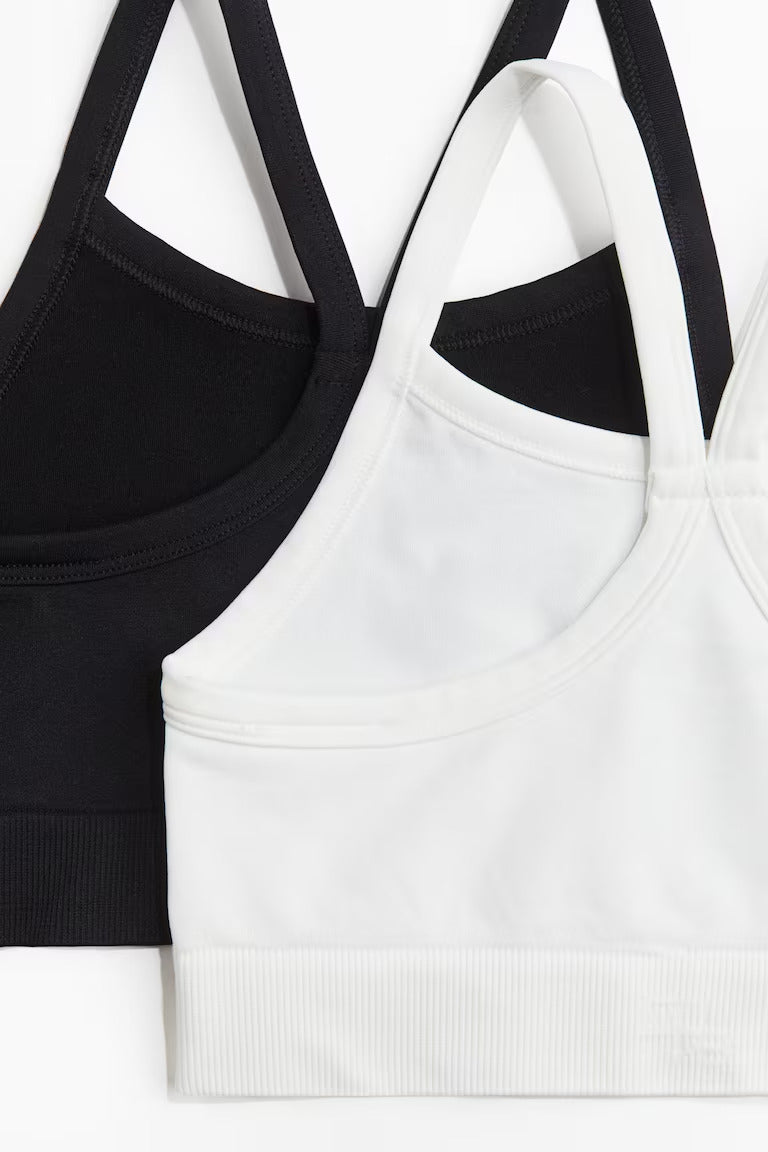 H&M 2-PACK SEAMLESS SPORTS TOPS WITH DRYMOVE™