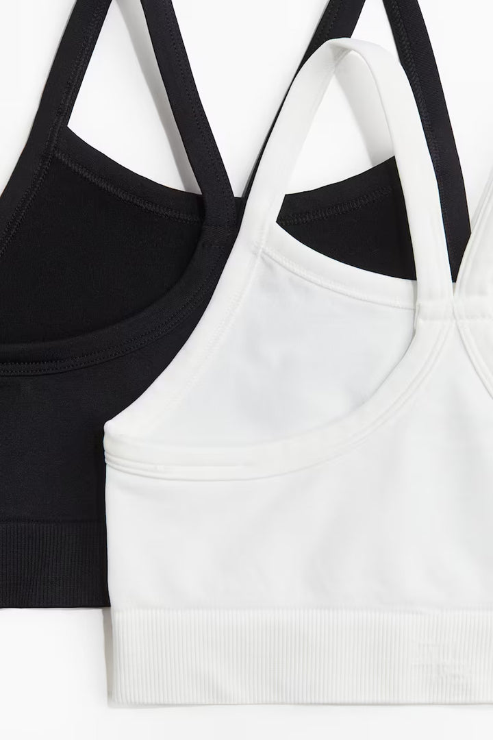H&M 2-PACK SEAMLESS SPORTS TOPS WITH DRYMOVE™