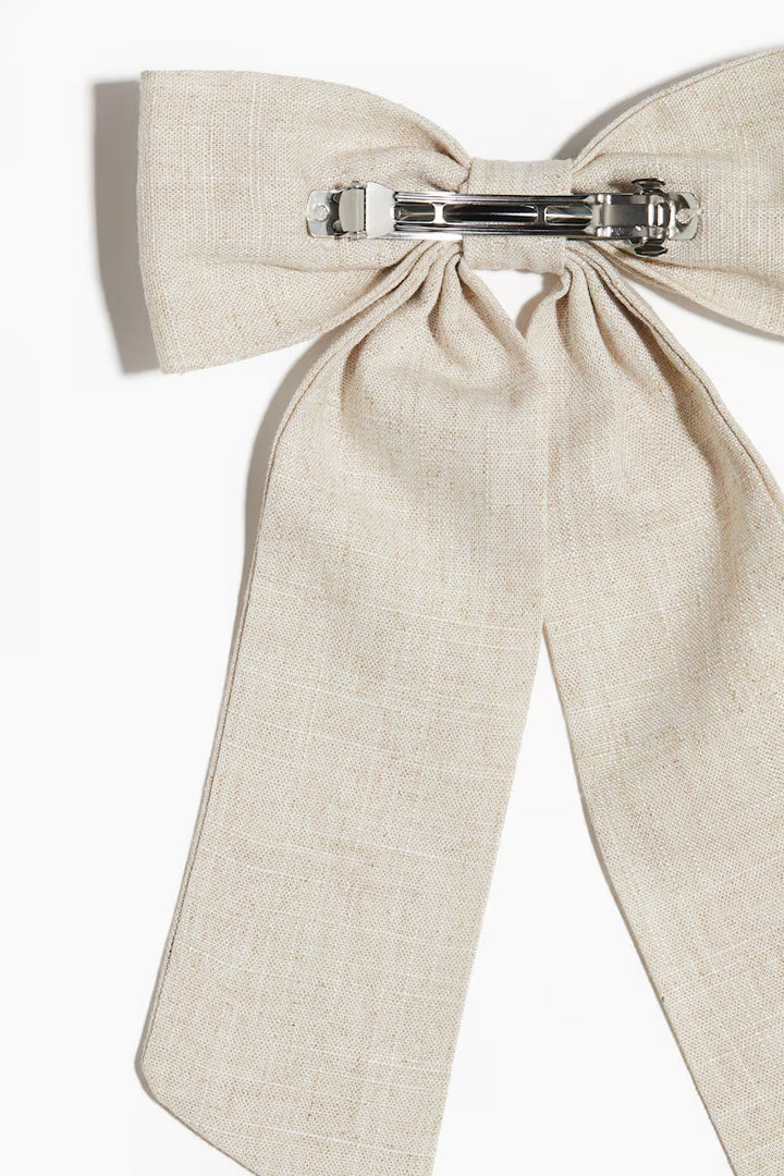 H&M LINEN-BLEND BOW HAIR CLIP