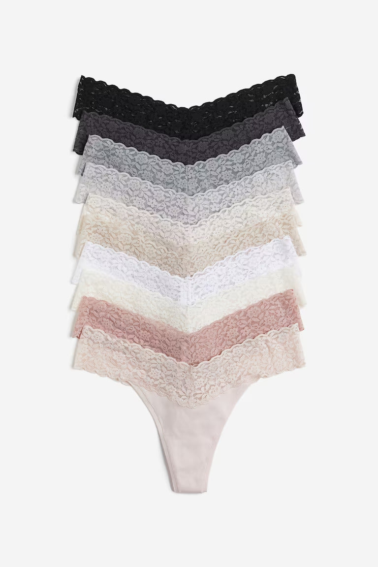 H&M 10-PACK LACE THONG BRIEFS